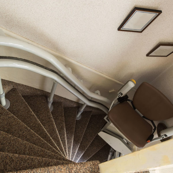 Curved Stairlift in narrow stairlift installed Homelift Mobility Solutions