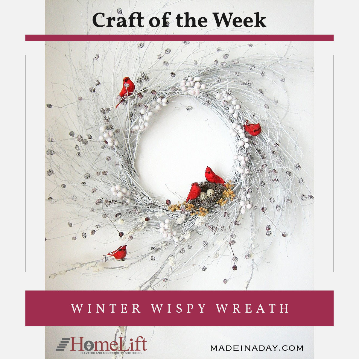 HomeLift Craft of the Week - Winter Wispy Wreath