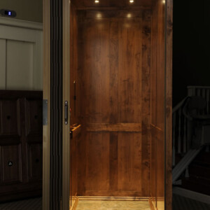 Symmetry Shaker Cab Elevator with Clear Accordion Gate from Homelift