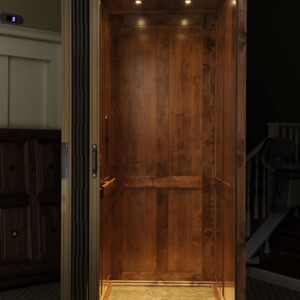 Symmetry Shaker Cab Elevator with Clear Accordion Gate from Homelift