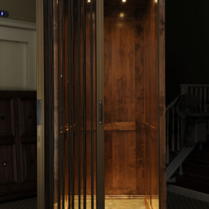 Symmetry Shaker Cab Elevator with Clear Accordion Gate from Homelift