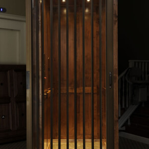 Symmetry Shaker Cab Elevator with Clear Accordion Gate from Homelift