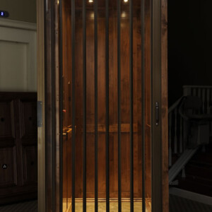 Symmetry Shaker Cab Elevator with Clear Accordion Gate from Homelift